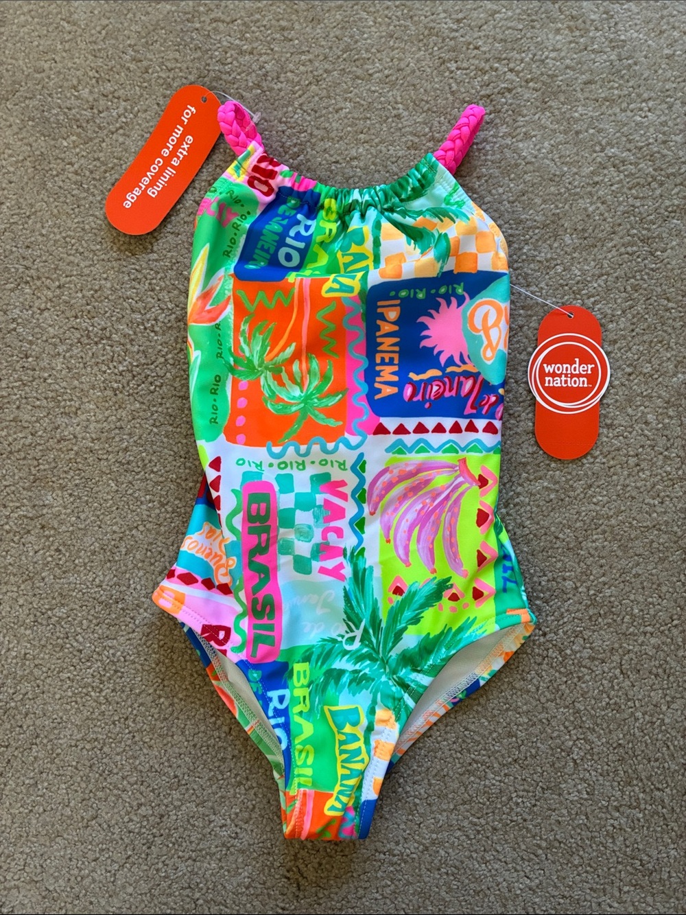 Wonder Nation Jetsetter One Piece Swimsuit - Size XS (4/5)